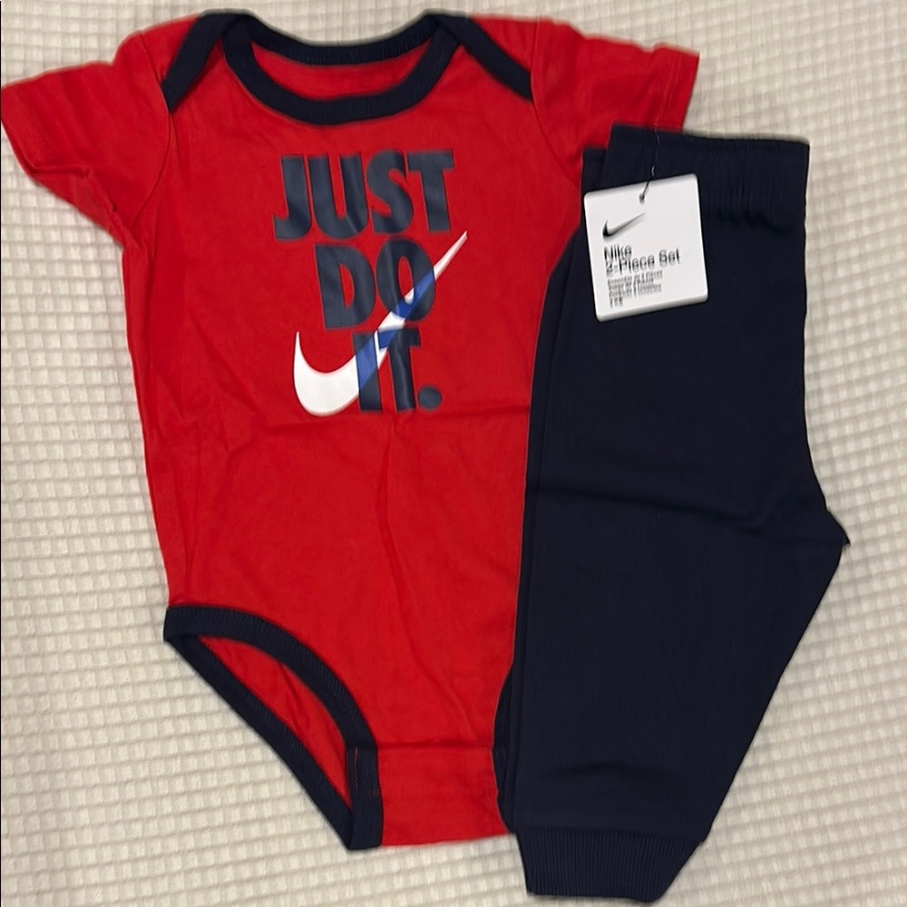 Nike Red and Black Baby Onesie Set